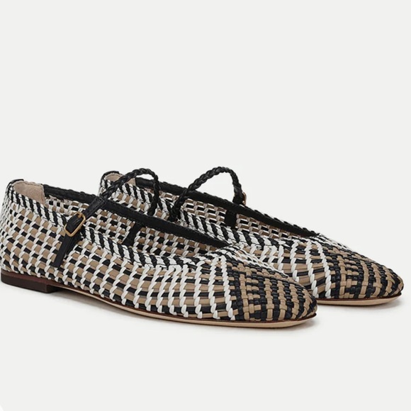Veronica Beard Black and Tan Woven Flats - Picture 1 of 6
